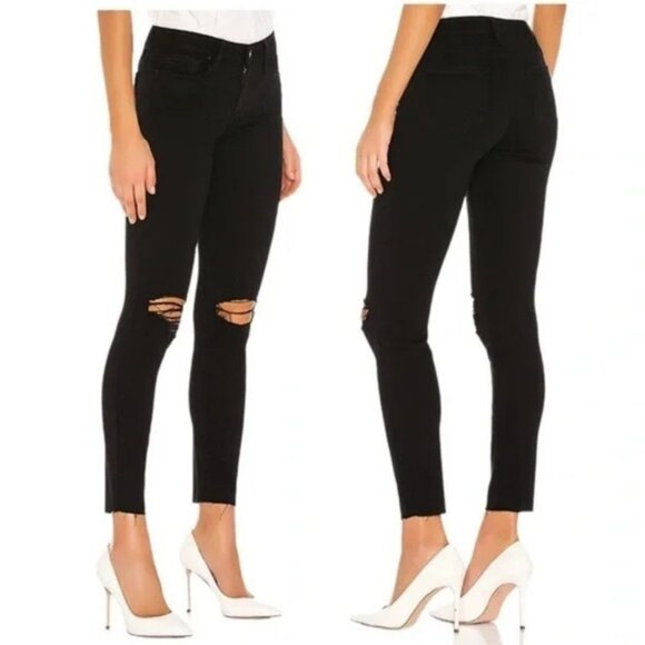Paige - Verdugo Crop Vader Destructed Skinny Jeans | Black Domino | 27 - Picture 2 of 10